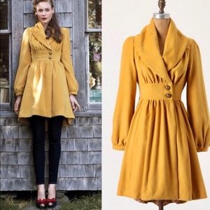 Ruched Marigold Coat Swing Coat